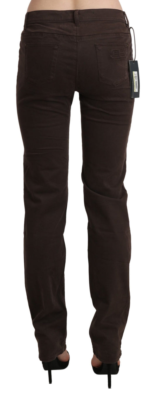 Pair of brown women's jeans on a mannequin