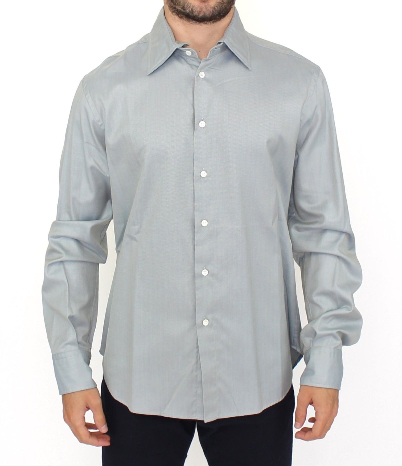 Long sleeve button down shirt in gray color