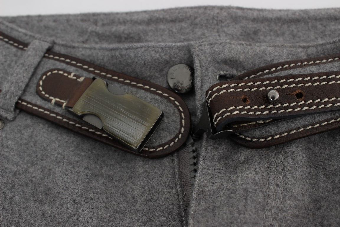 Brown leather belt with metal buckle