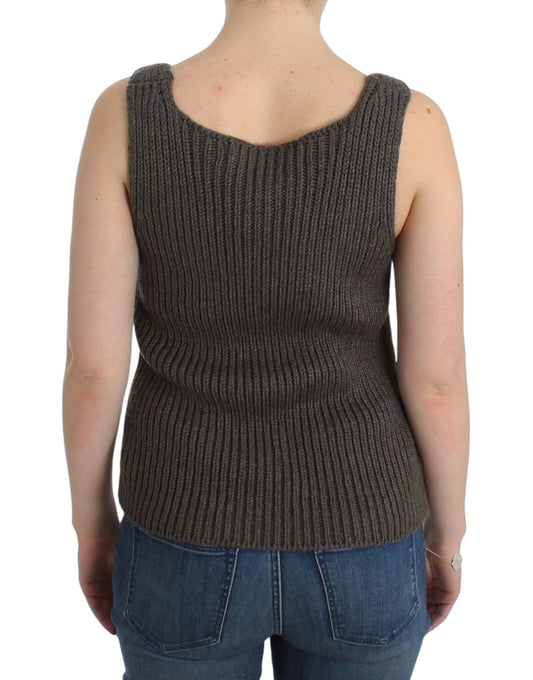 Knitted vest worn by woman