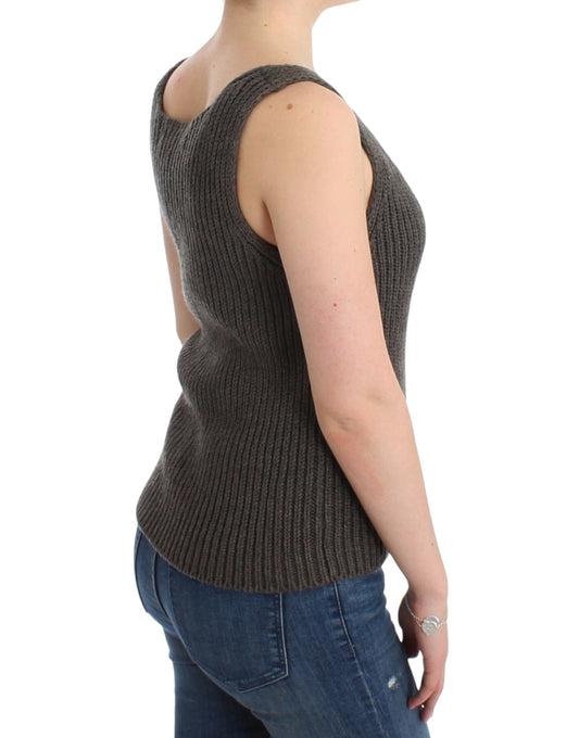 Woman wearing a knitted vest
