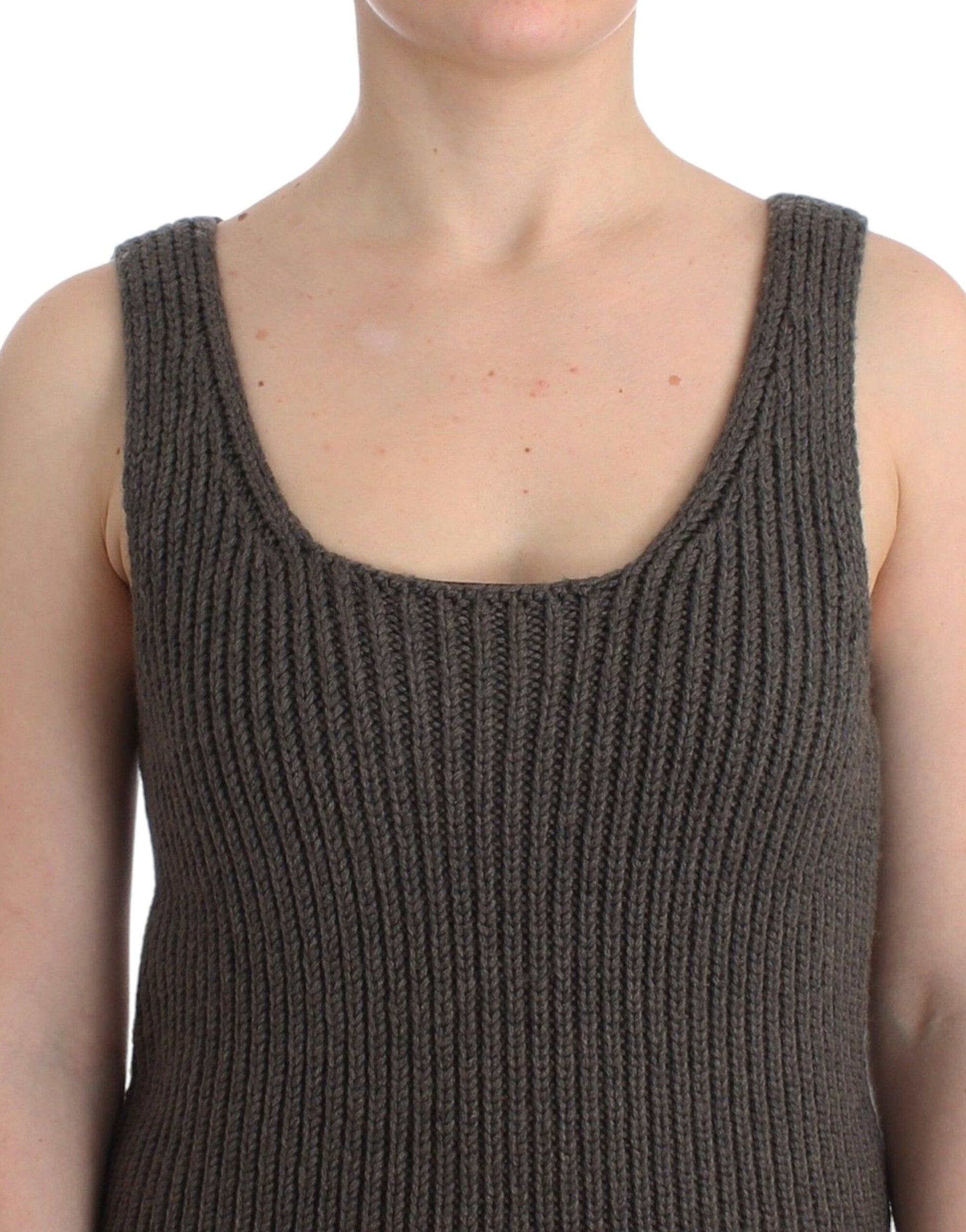 Woman wearing a knitted vest