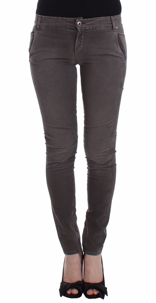 Pair of women's jeans with distressed detailing and high waist