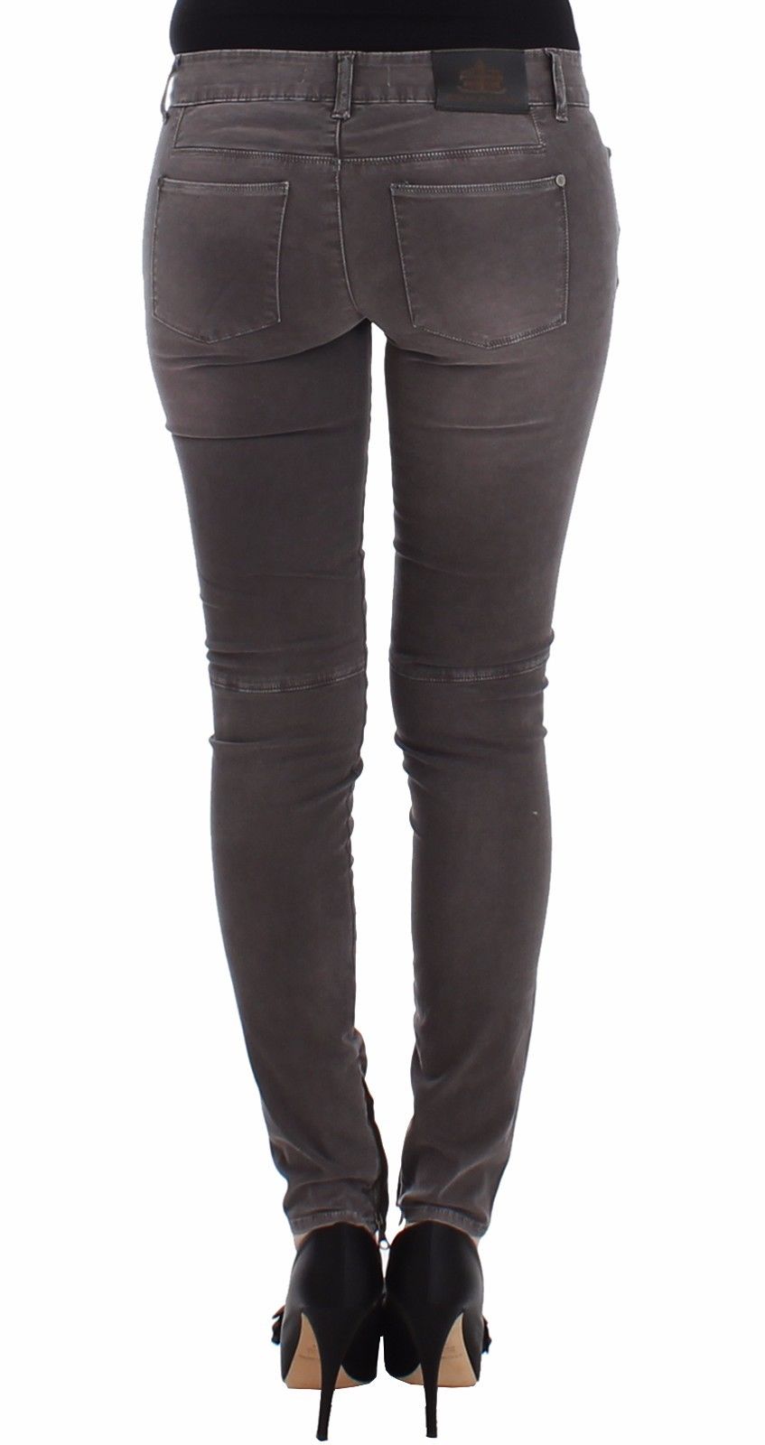 Pair of women's jeans with distressed detailing and high waist