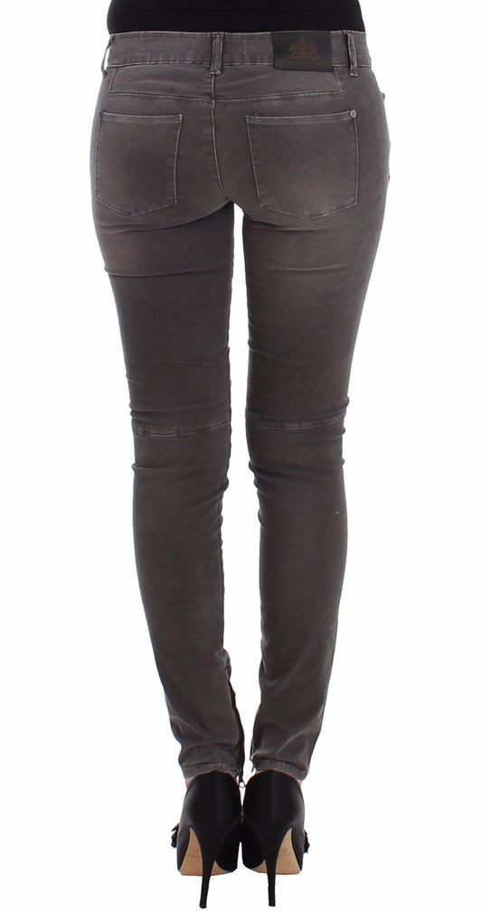 Pair of women's jeans with distressed detailing and high waist