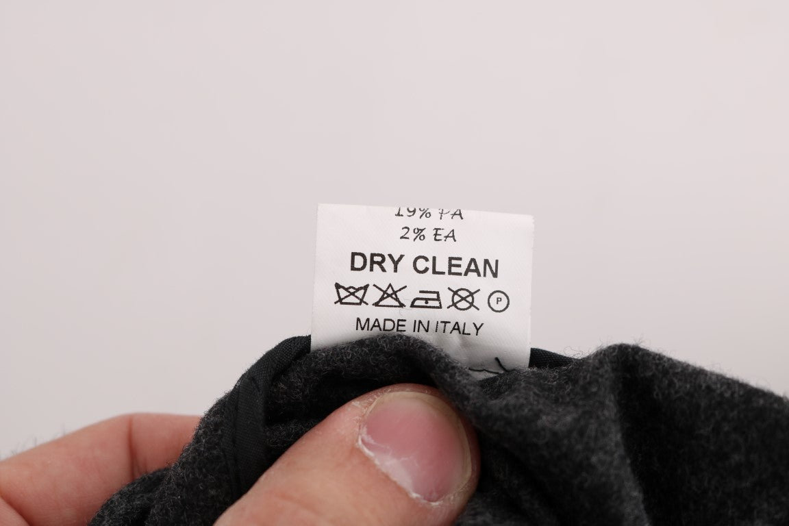 Dry cleaning tag on black fabric