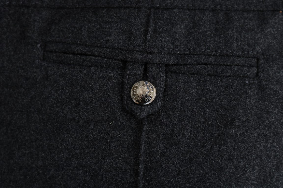 Black wool jacket with button closure