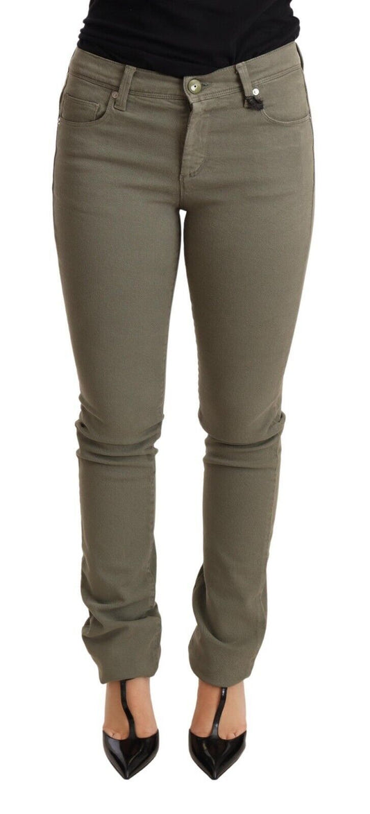 Pair of women's jeans in a light olive green color