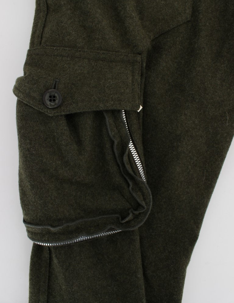 Pair of dark green pants with zippered side pocket