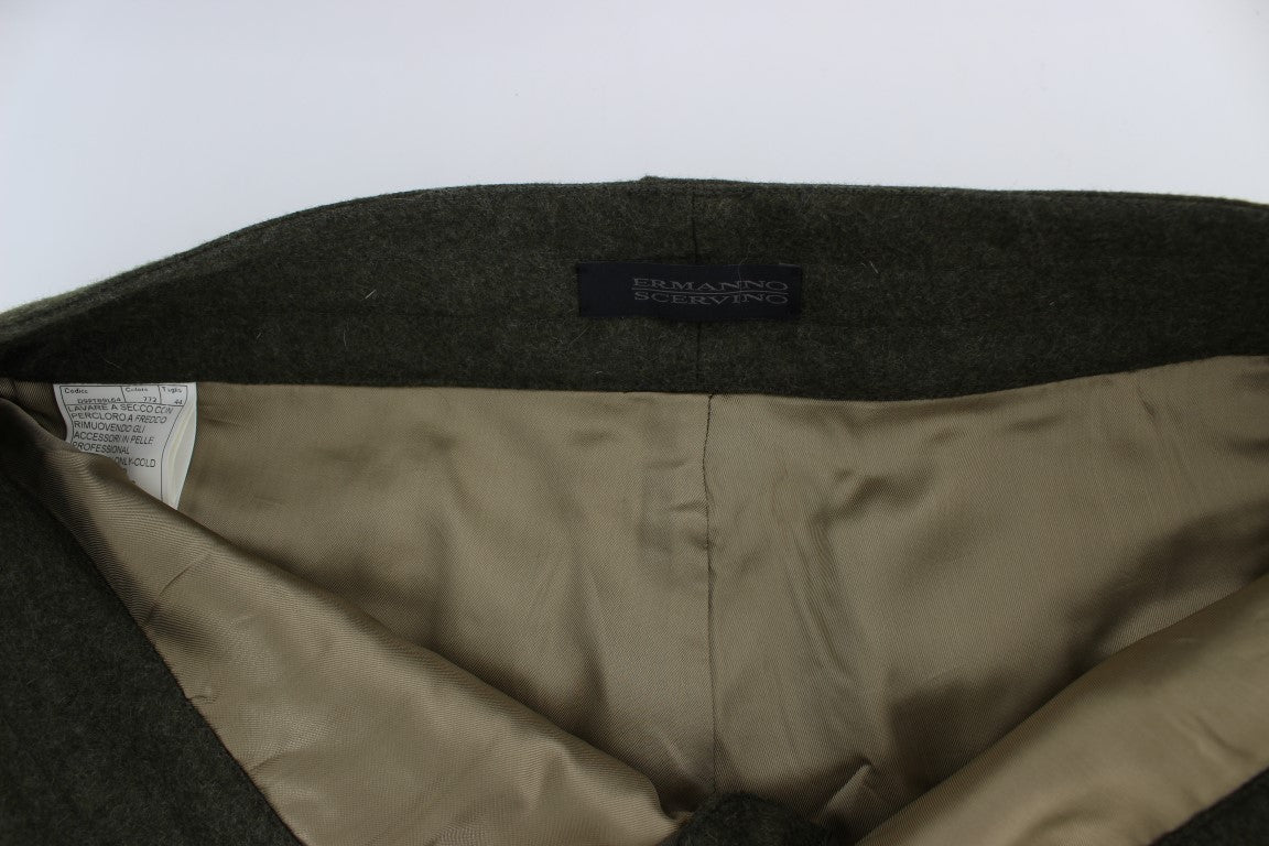 Tan military jacket with green trim