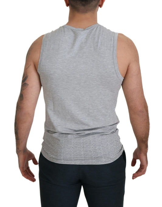 Man wearing gray tank top