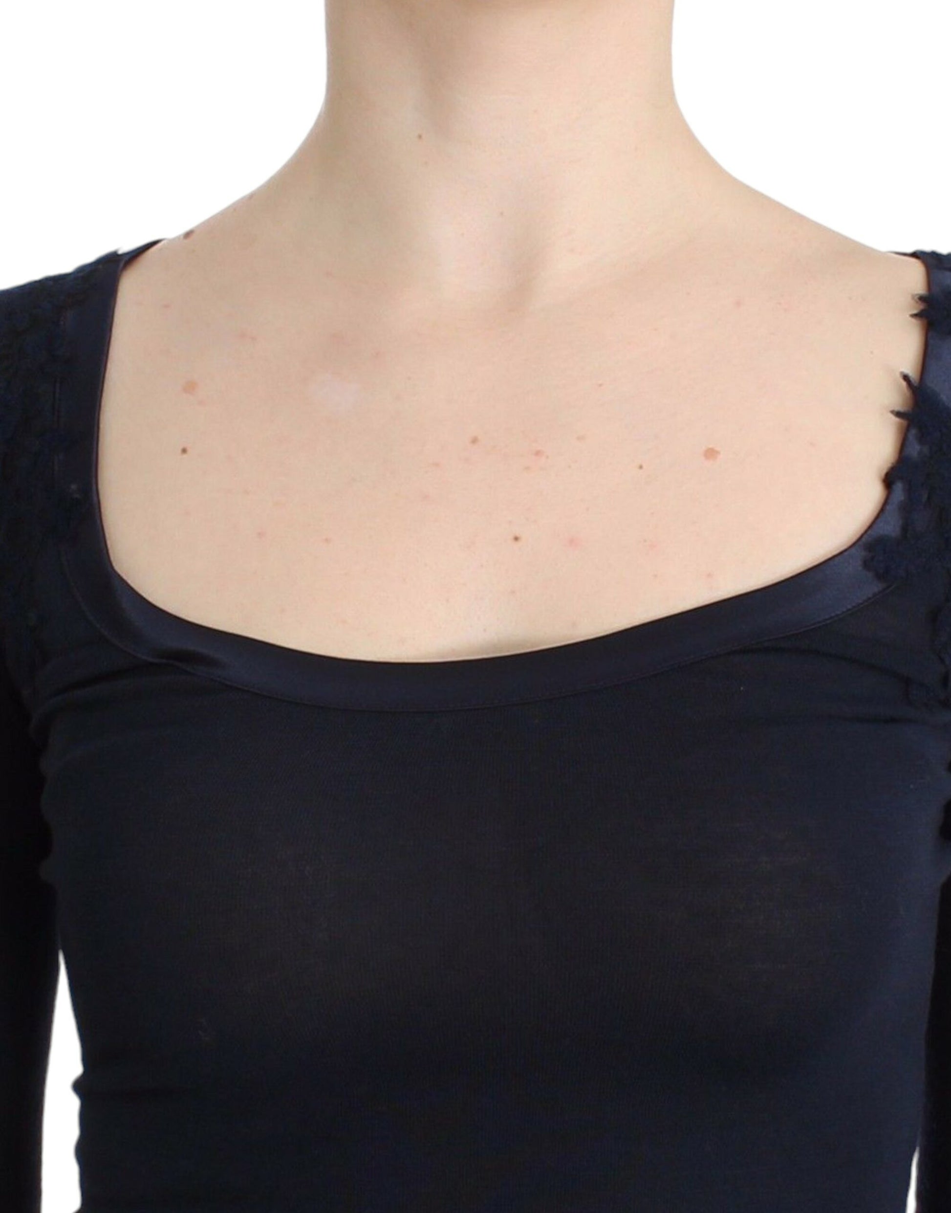 Black sleeveless top with scoop neckline