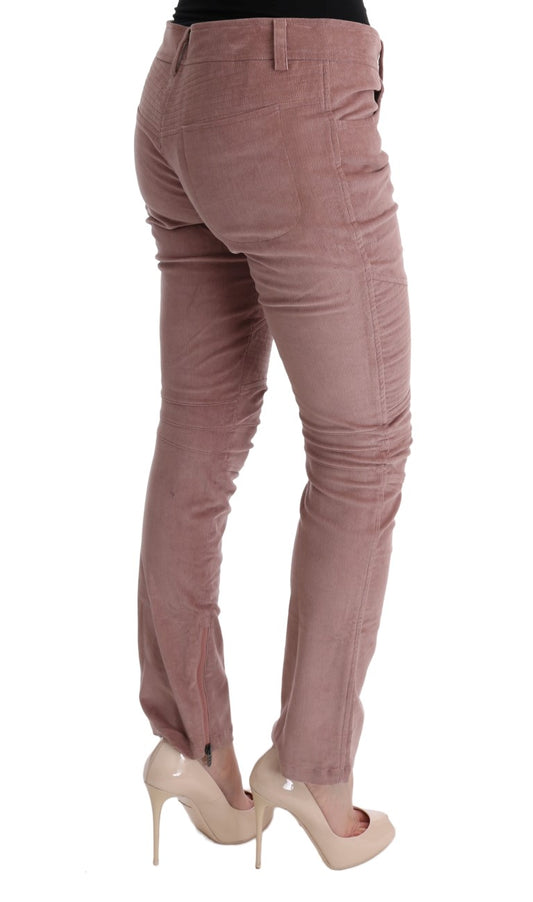 Pink velvet skinny jeans