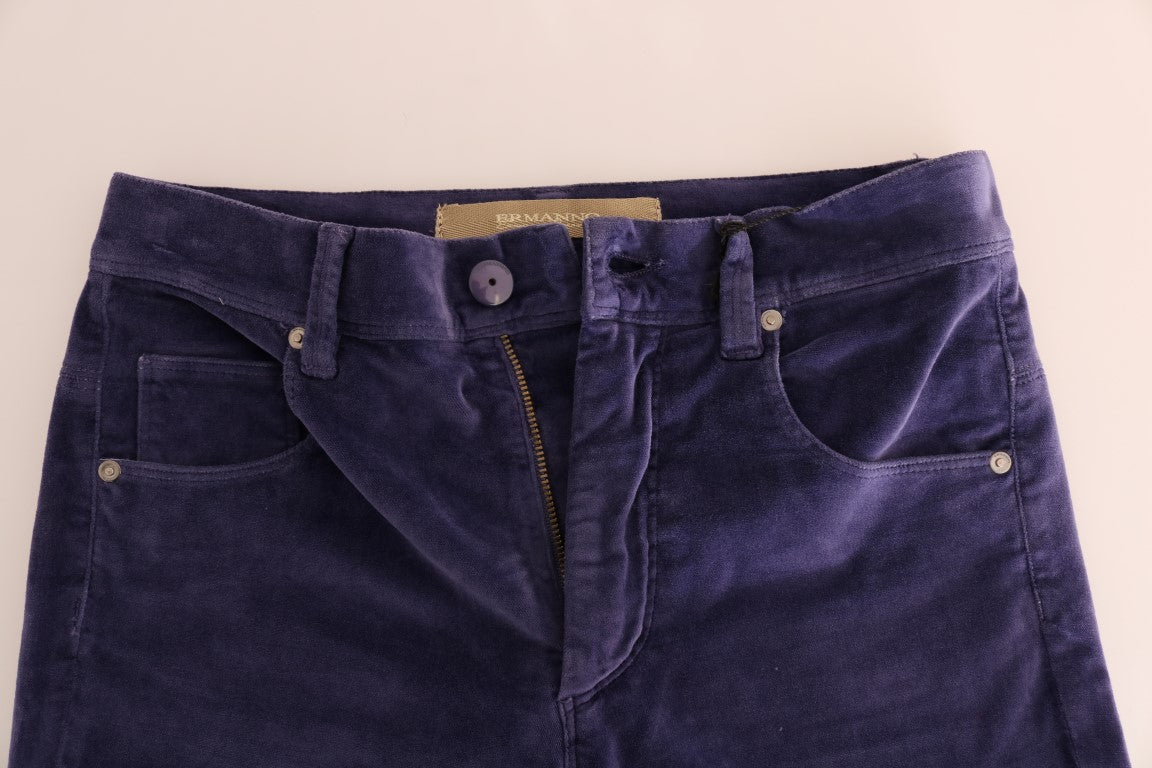 Blue denim jeans with zipper fly and buttoned waistband