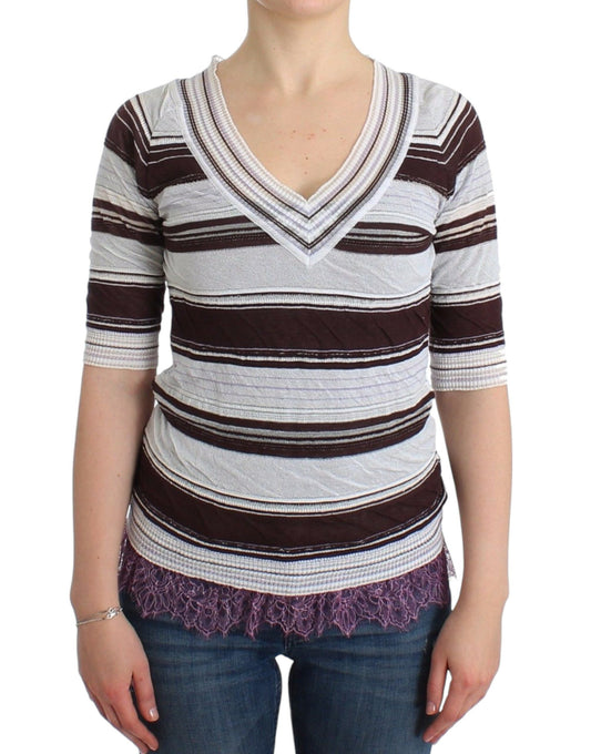 Long sleeve striped sweater on woman