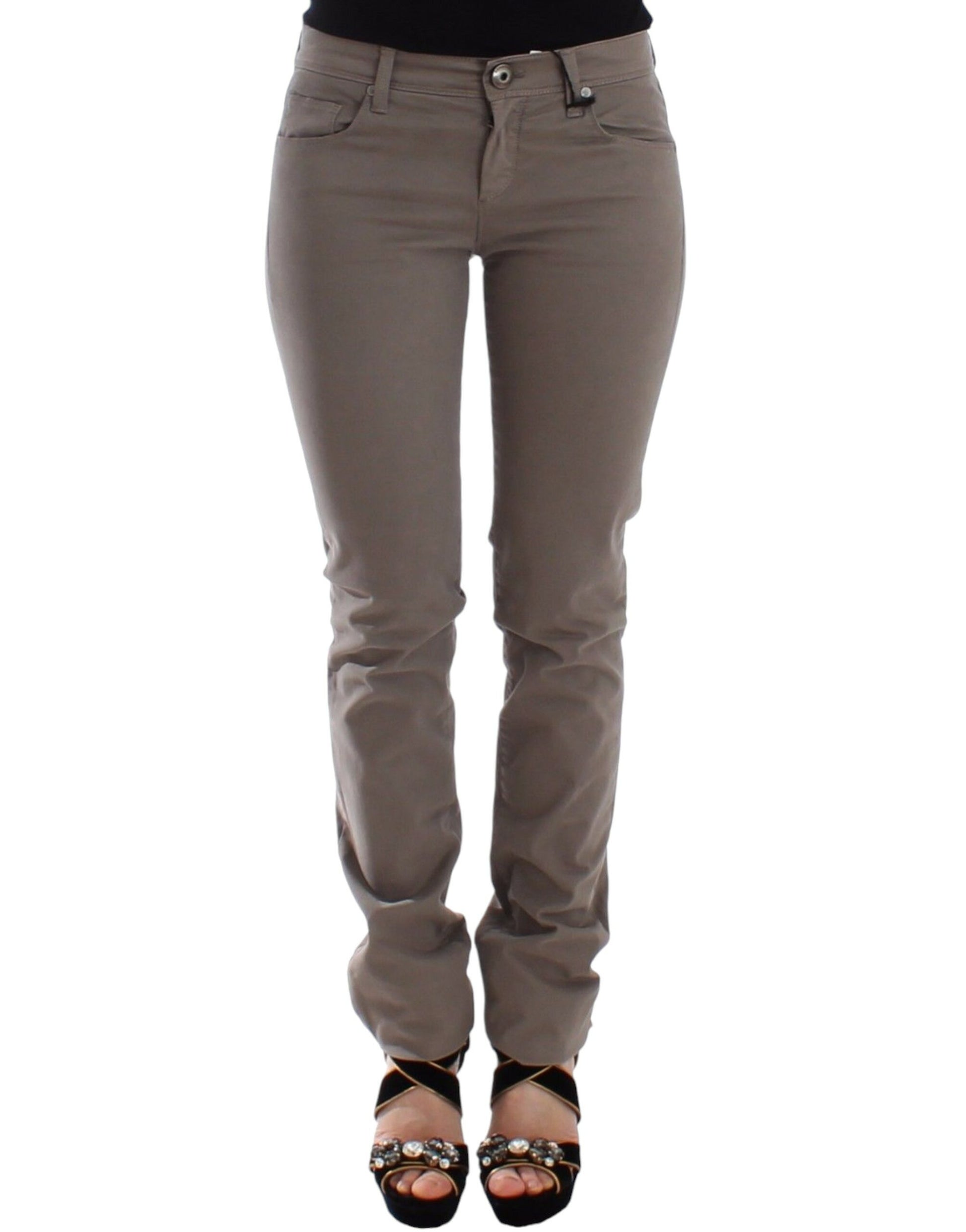 Woman wearing jeans and high heels