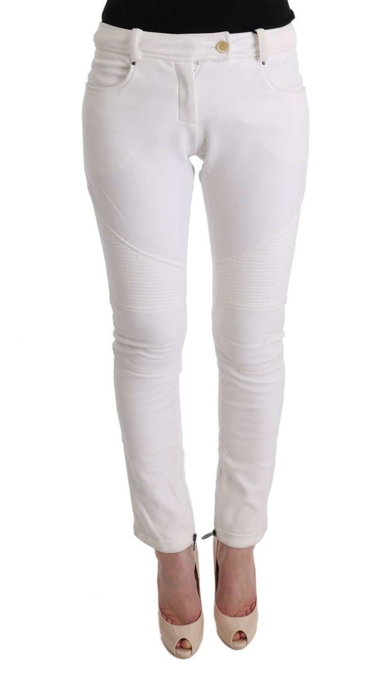 White skinny jeans with distressed knees