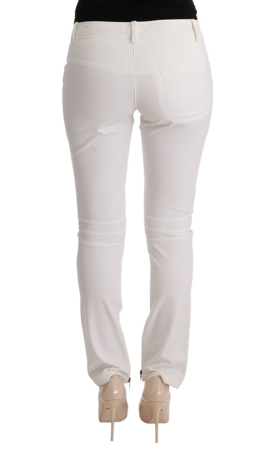White skinny jeans with distressed knees