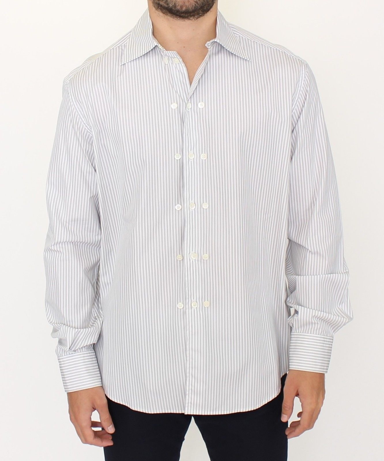 Long sleeve button up shirt with a plaid pattern