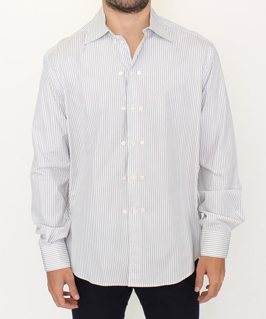 Long sleeve button up shirt with a plaid pattern