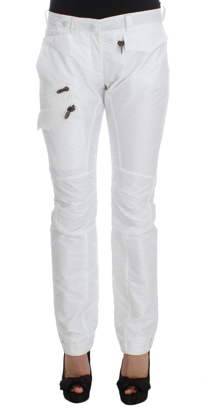White pants with distressed knees