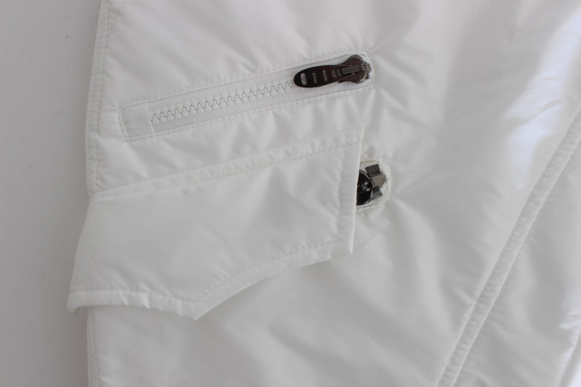 White raincoat with black buttons