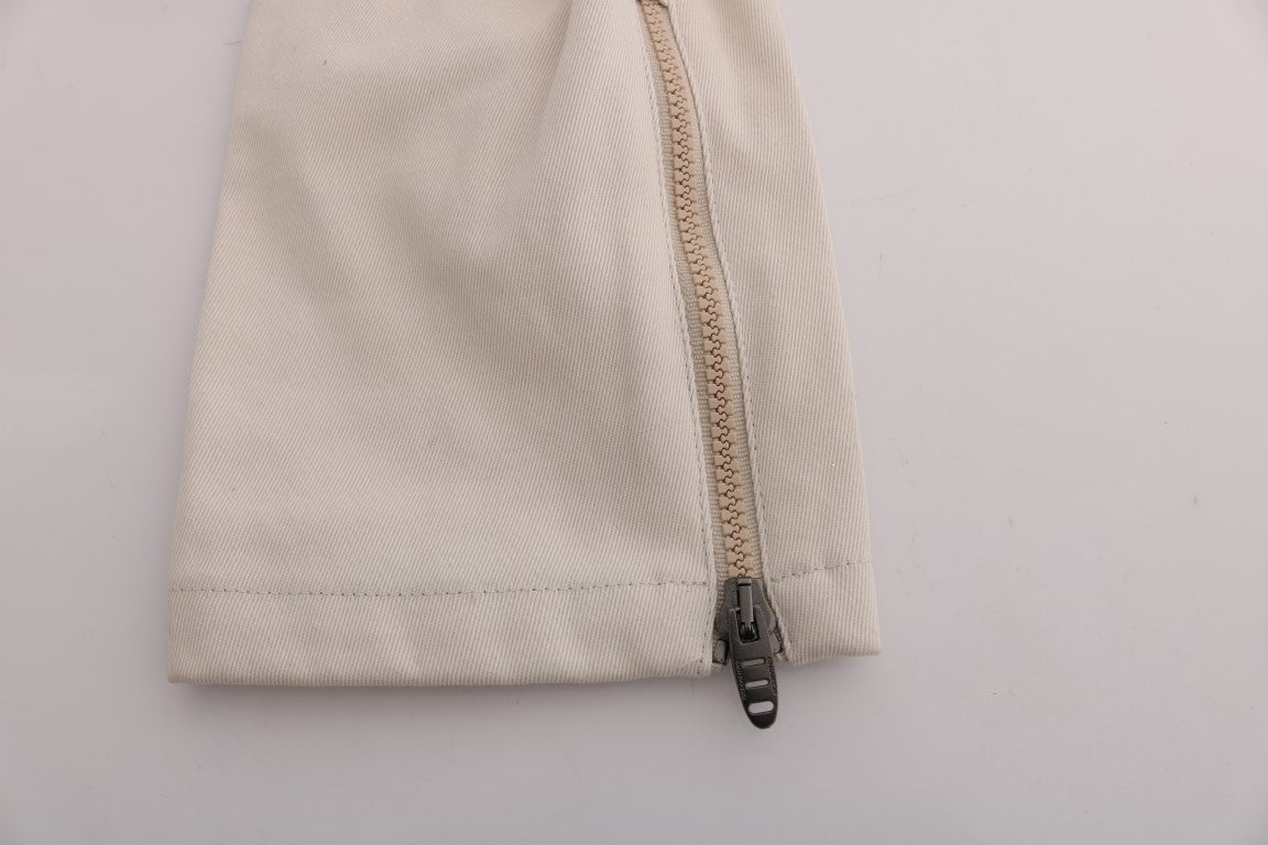 Tan fabric item with zipper on front