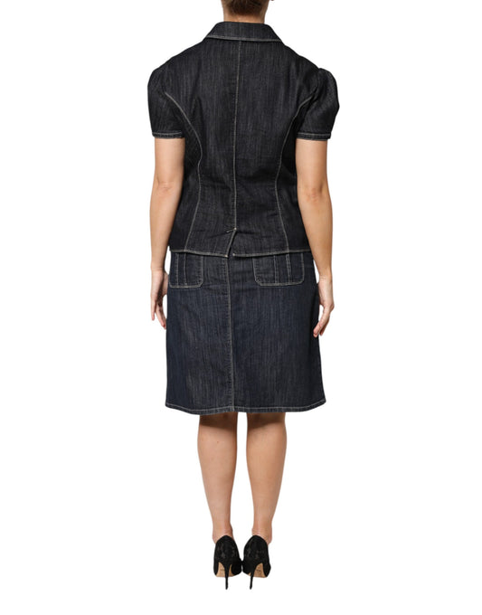 Woman wearing denim dress