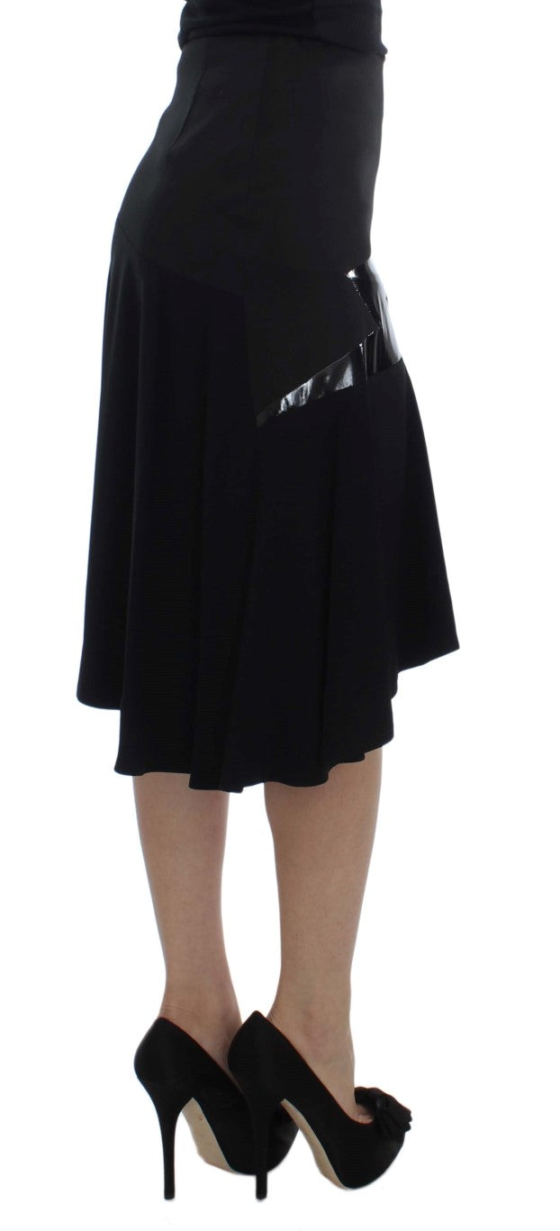 Black skirt with high slit on model