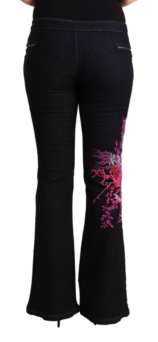 Black pants with floral pattern on legs