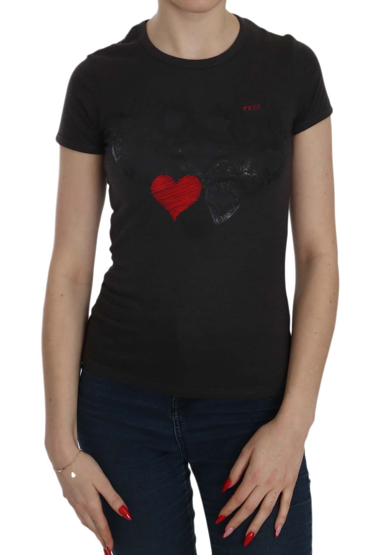 Black t-shirt with heart design on front