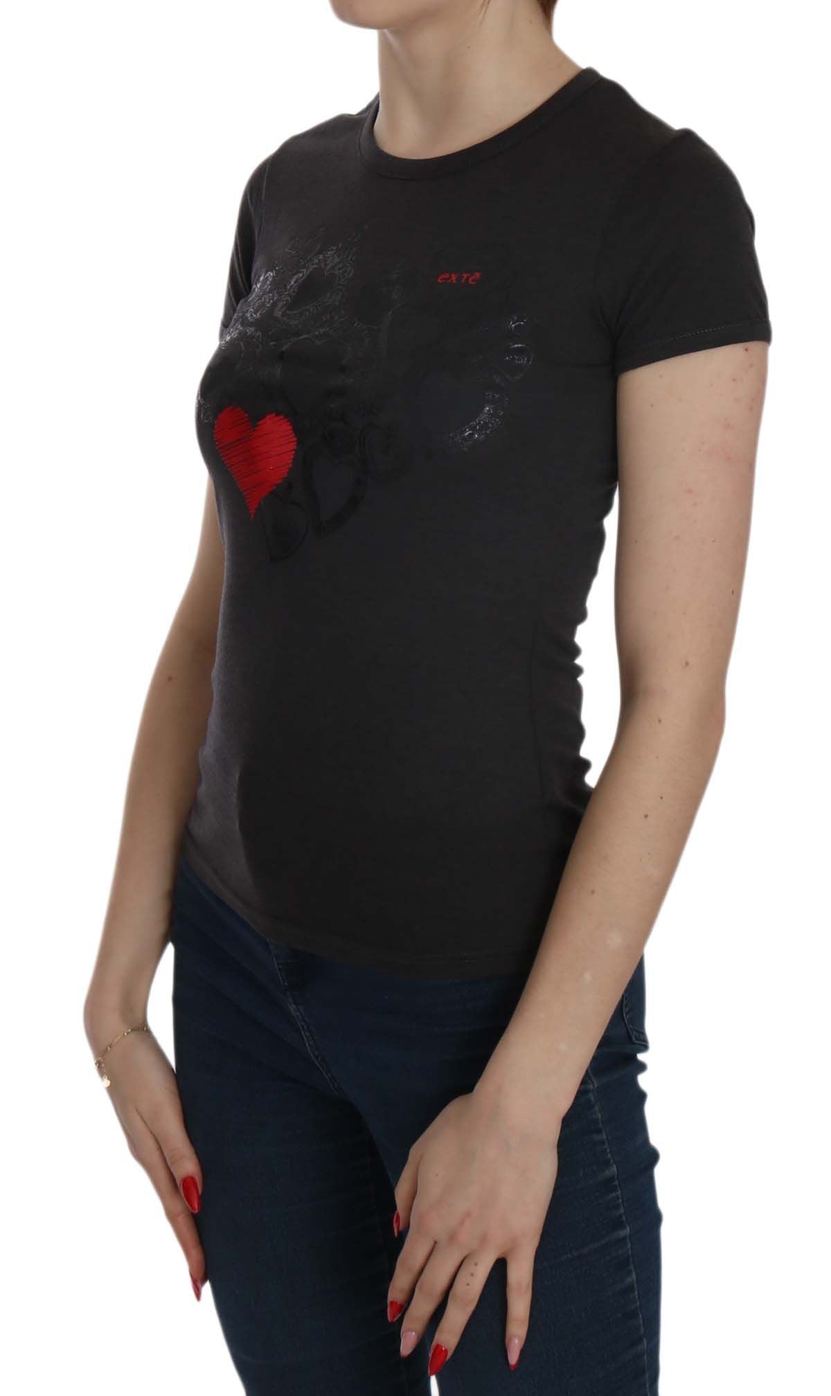 Black t-shirt with heart graphic on front
