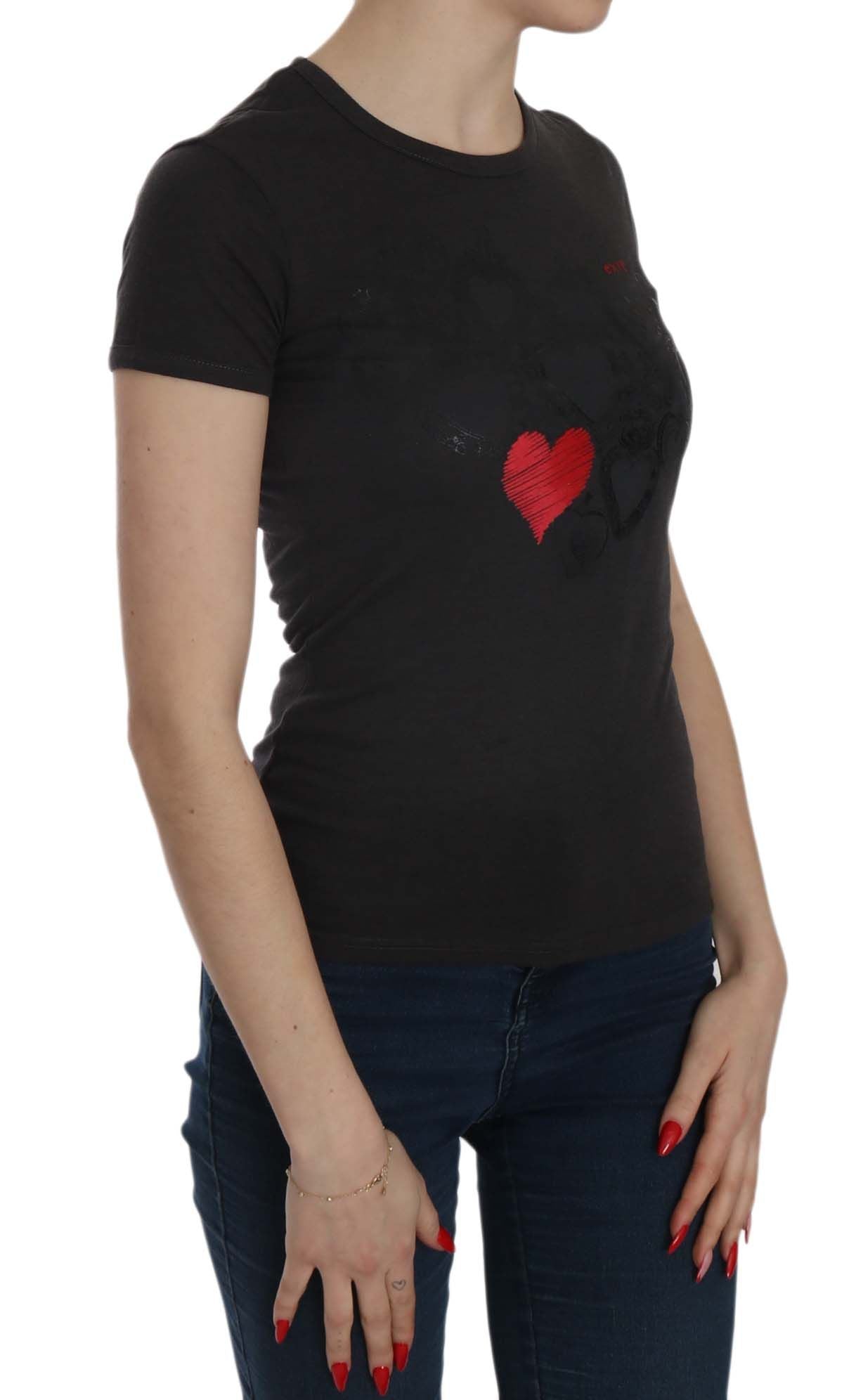 Black t-shirt with heart design on front