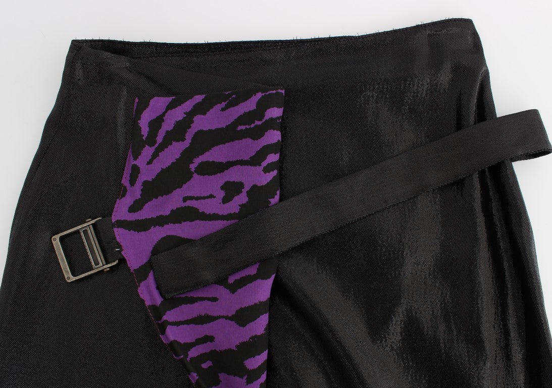 Black pants with purple zebra print on waistband