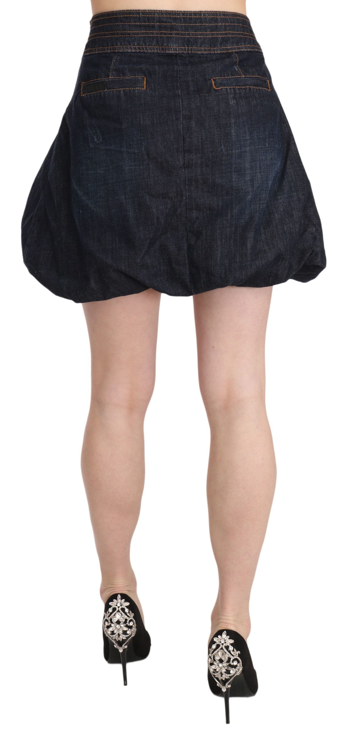 Pair of denim shorts with ruffled hem