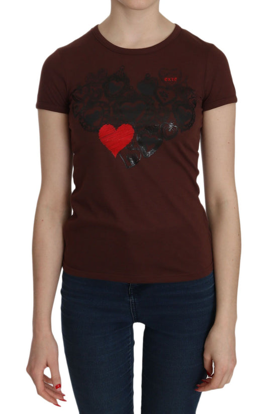 Brown t-shirt with heart design on front