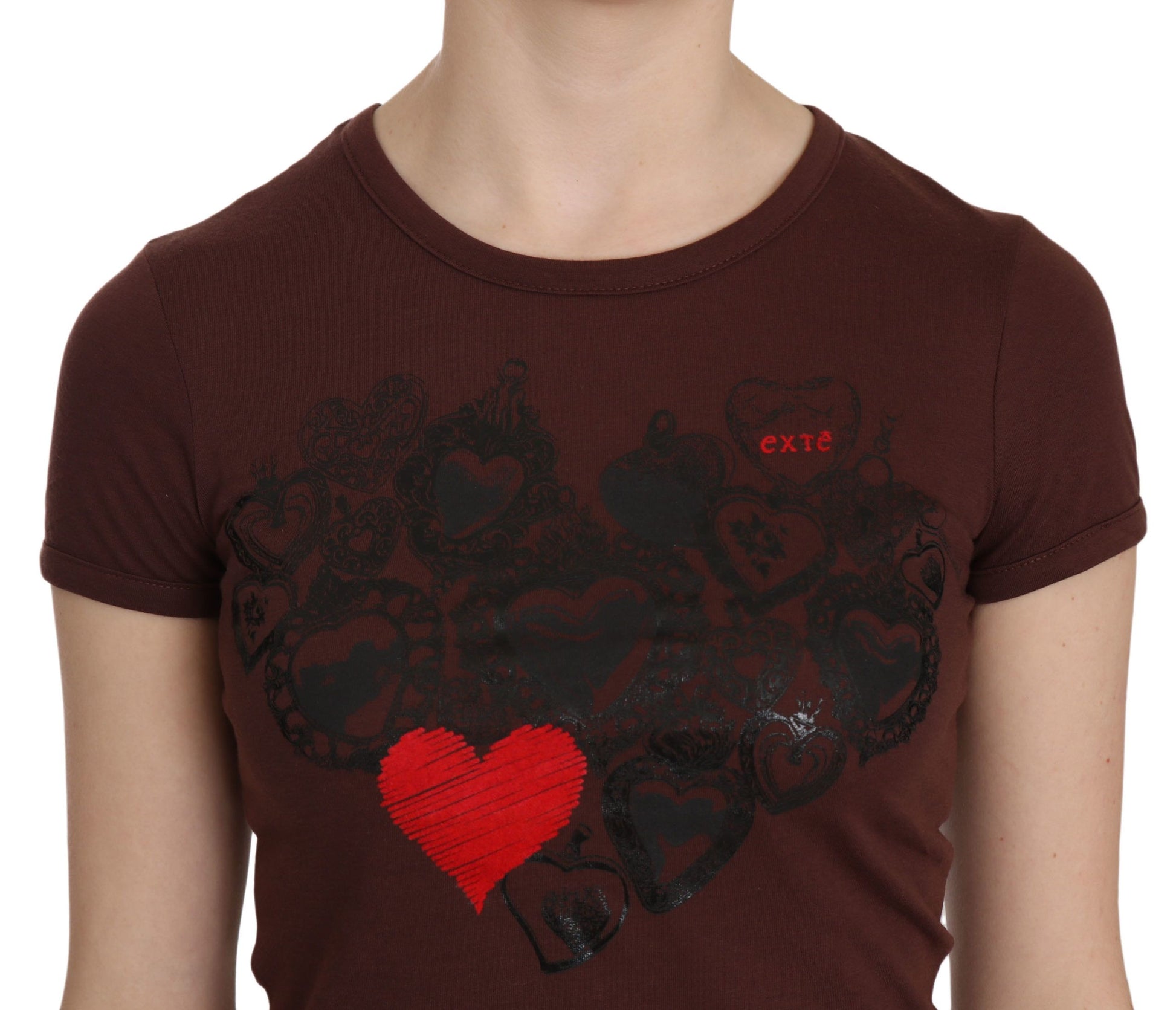 Brown shirt with red hearts on front