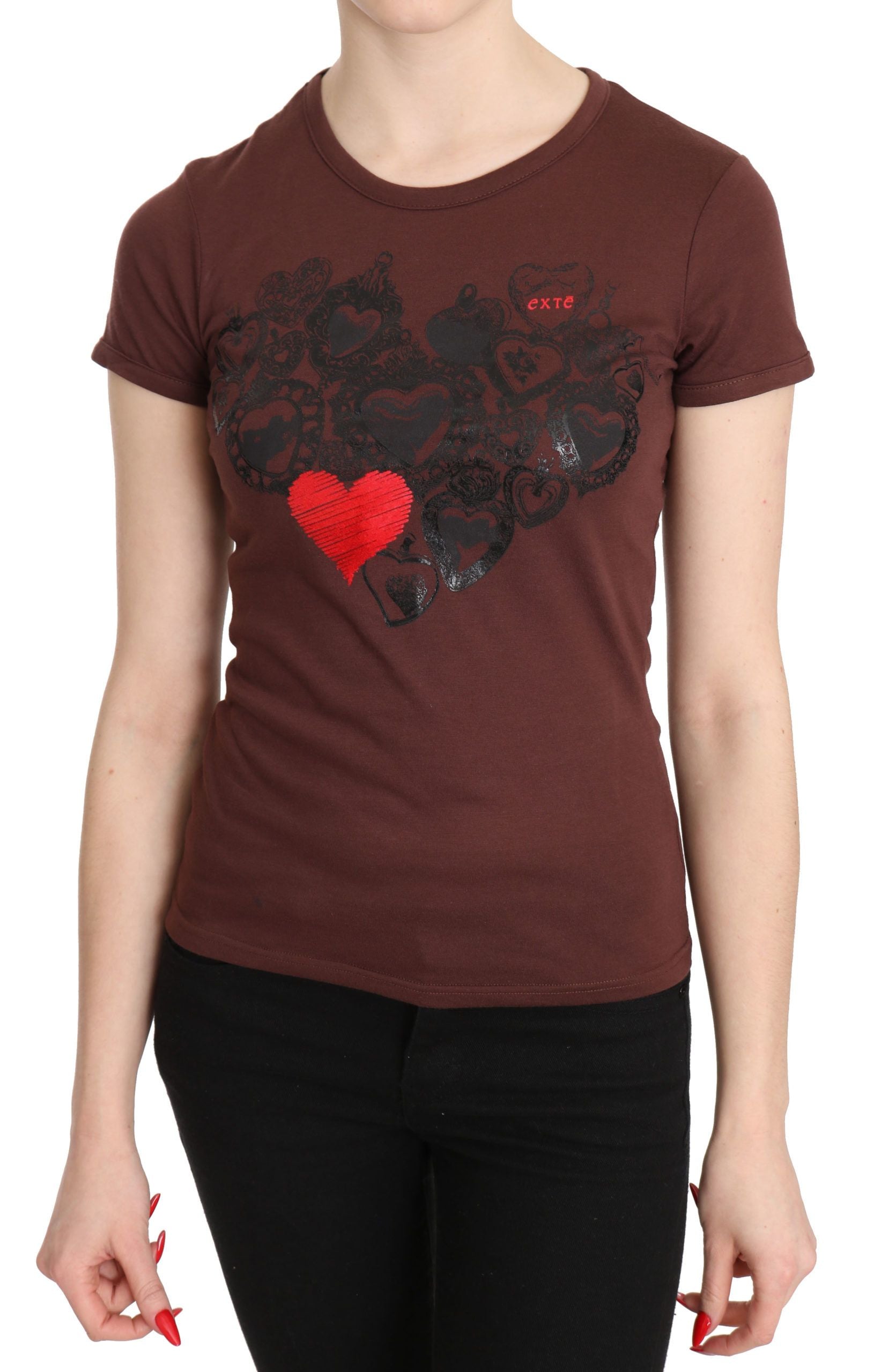 Brown t-shirt with heart design on front