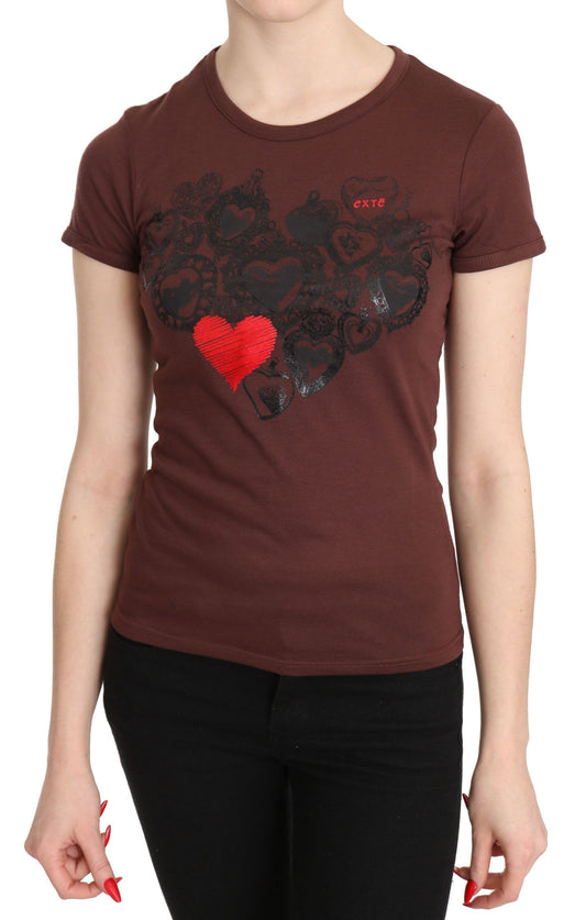 Brown t-shirt with heart design on front