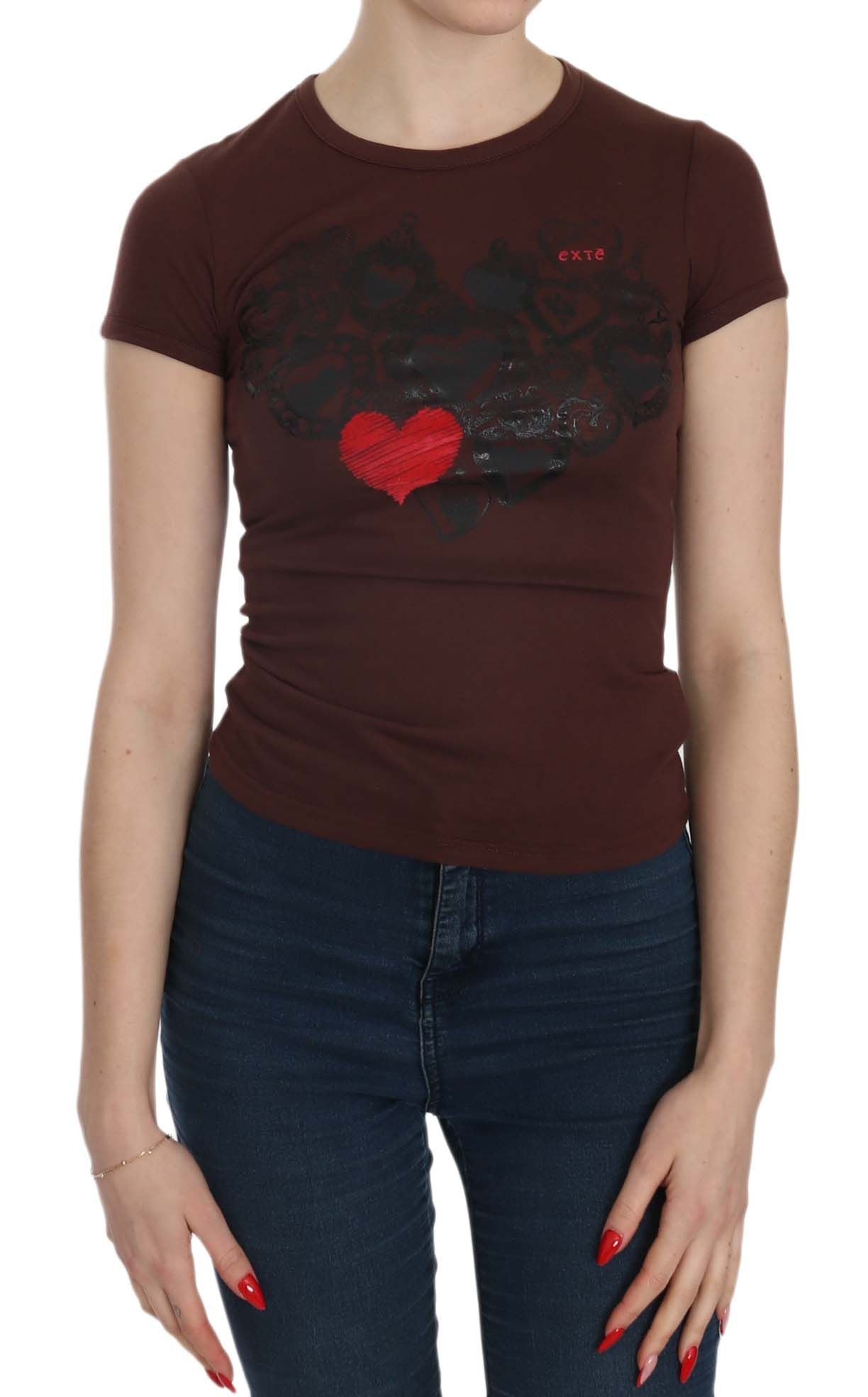 Brown t-shirt with heart design on front