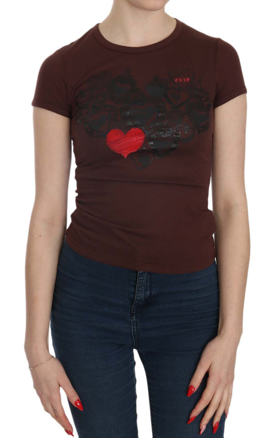 Brown t-shirt with heart design on front