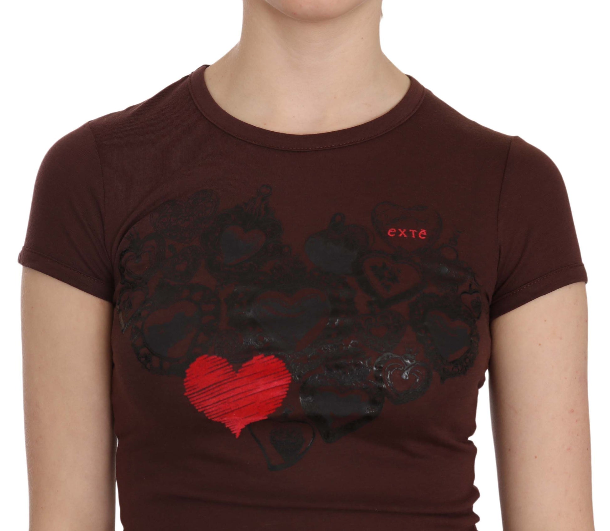 Brown shirt with red heart design on front