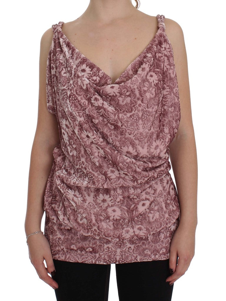 Pink floral sleeveless top