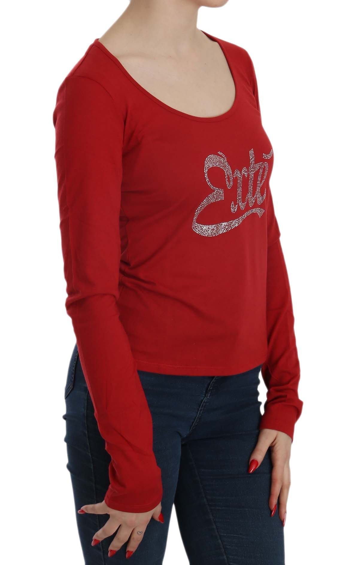 Long sleeve red shirt with white lettering