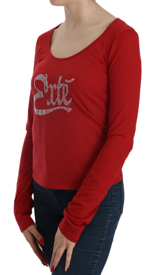 Red long sleeve shirt with glittery writing on front