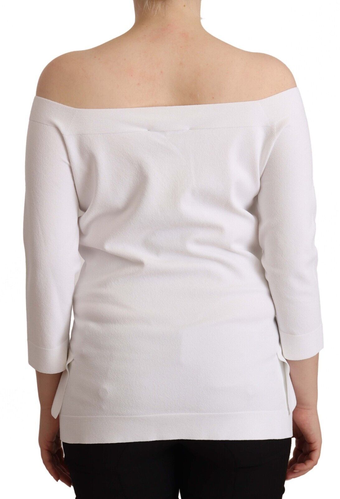 White long sleeve blouse with off shoulder design