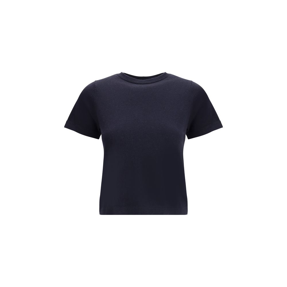 Navy blue short sleeve t-shirt on a mannequin