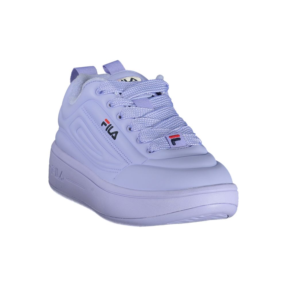 Purple Fila sneakers with white laces, polyester material, women's size
