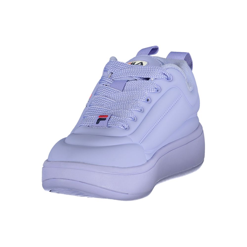 Purple Fila sneakers with white laces, polyester material, women's size