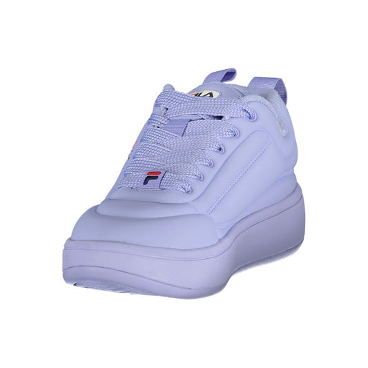 Purple Fila sneakers with white laces, polyester material, women's size